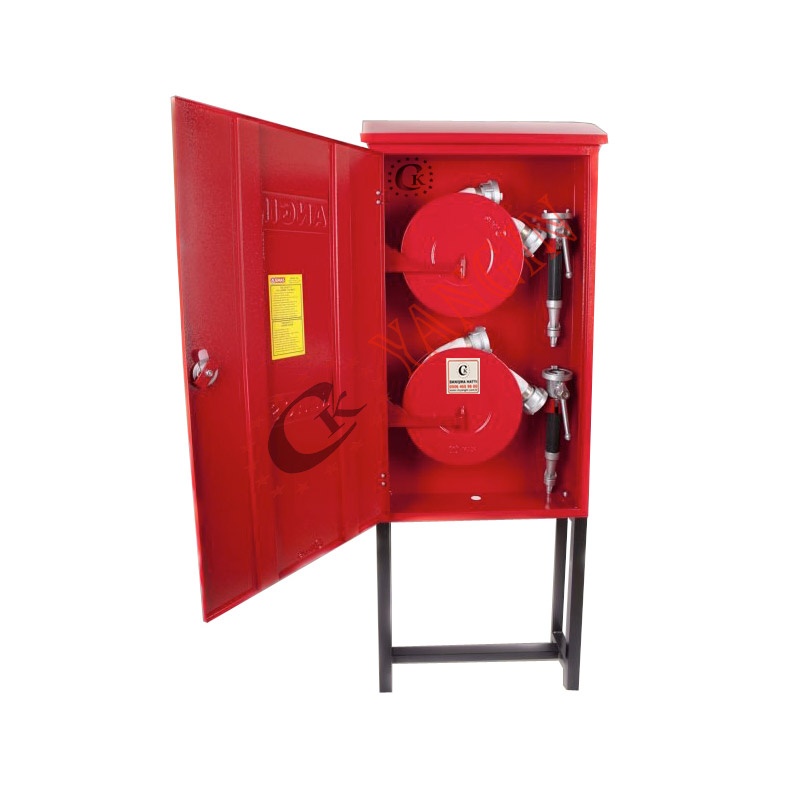  2" KURU SİSTEM, BİNA DIŞI, AYAKLI SAHRA TİPİ ÇİFT MAKARALI TEK KAPILI YANGIN DOLABI